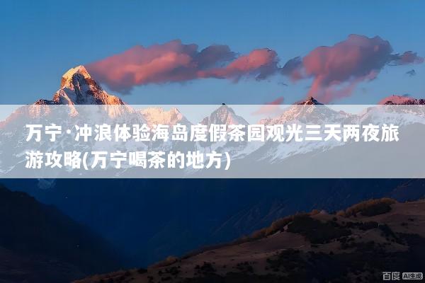 万宁·冲浪体验海岛度假茶园观光三天两夜旅游攻略(万宁喝茶的地方)